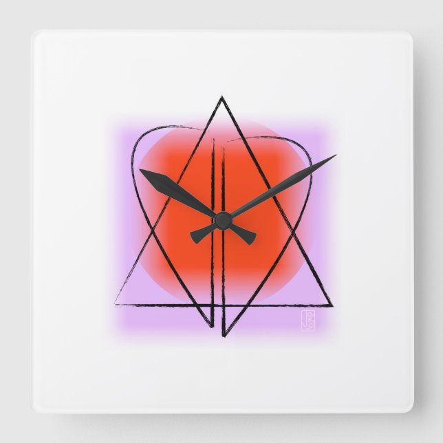 Star von David/Heart Wall Clock Quadratische Wanduhr (Vorderseite)