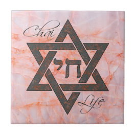 Star von David Hebrew Chai Marble Stone Effect Fliese