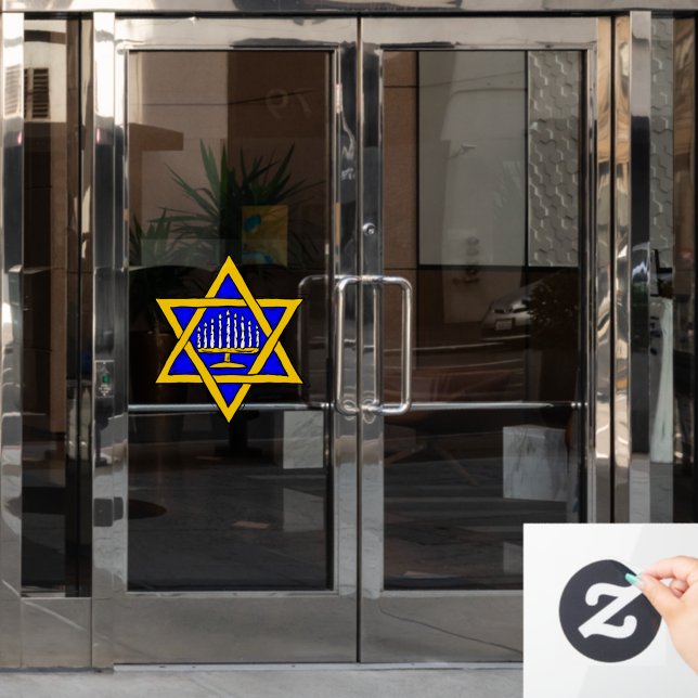 Star von David & Menorah Fensteraufkleber (Büro Tür)