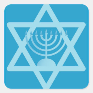 Star von David Menorah Quadratischer Aufkleber