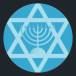 Star von David Menorah Runder Aufkleber<br><div class="desc">(mehrere Produkte ausgewählt)Hanukah-Symbole</div>