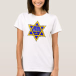 Star von David & Menorah T-Shirt<br><div class="desc">Der gelbe Stern von David gefüllt mit blau und eine Menorah.</div>