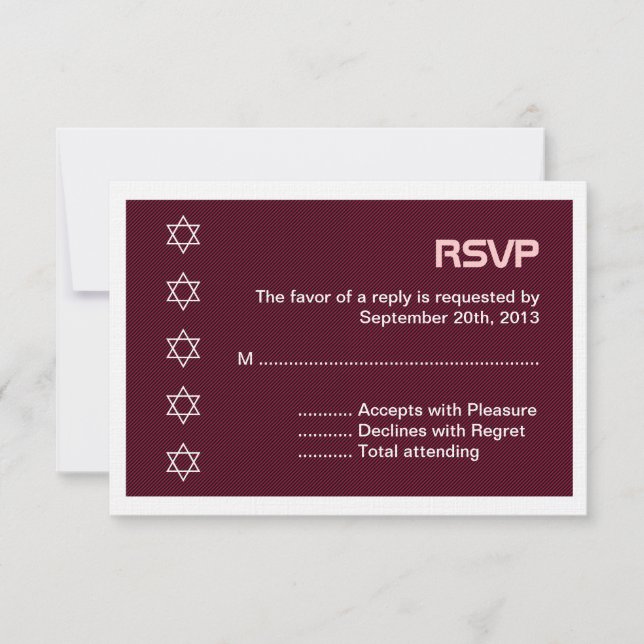 Star von David Pattern Bat Mitzvah RSVP Karte (Vorderseite)