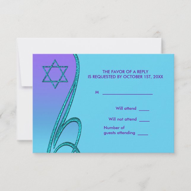 Star von David RSVP Cards Lila Aquamarin (Vorderseite)