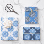 Star von David Snowflakes Hanukkah Set Geschenkpapier Set<br><div class="desc">Dieses Geschenkpackungs-Set mit einem handgezeichneten Snowflake-Design von David in drei Variationen von Blau und Weiß.</div>