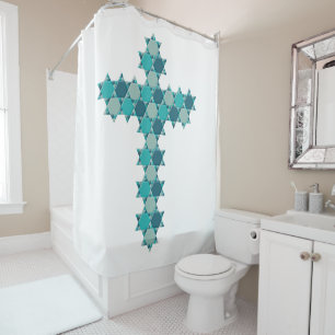 Star von David Star Cross Blue Illusion Duschvorhang