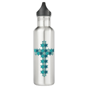 Star von David Star Cross Blue Illusion Edelstahlflasche