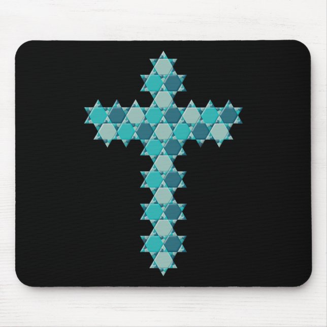 Star von David Star Cross Blue Illusion Mousepad (Vorne)