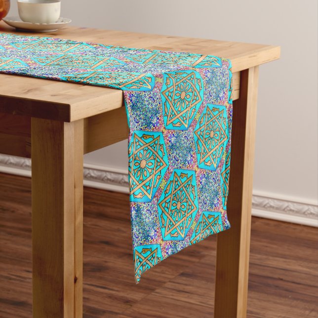 Star von David Turquoise Table Runner Großer Tischläufer (Beispiel)