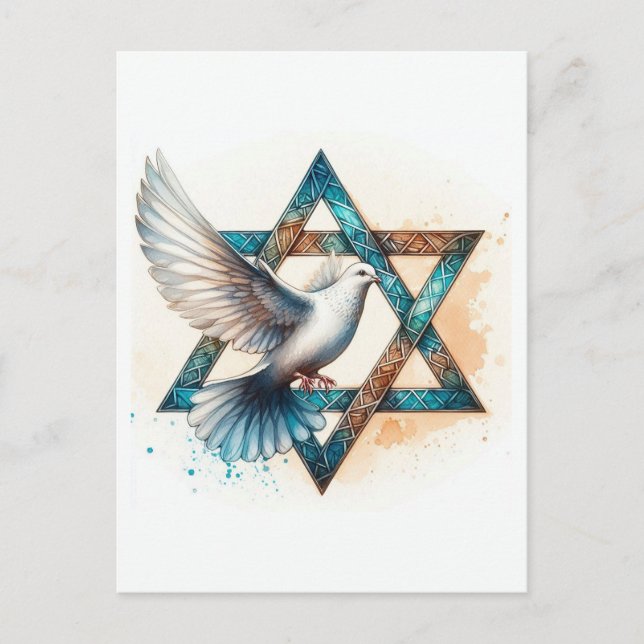 Star von David und Peace Dove Postkarte (Vorderseite)