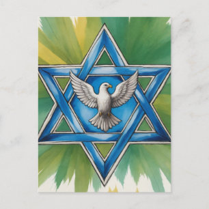 Star von David und Peace Dove Watercolor Postkarte