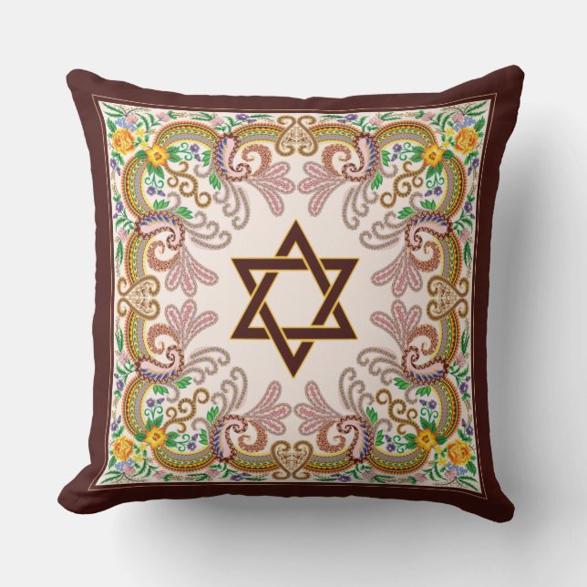 Star von David Vintage barocke jüdische Kunst Kissen (Vorderseite)