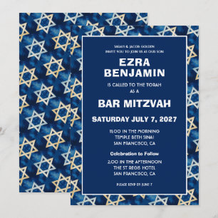 Star von David Watercolor Custom Bar Bat Mitzvah Einladung