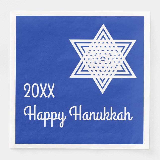 Star von David White auf Blue Background Hanukkah  Serviette (Vorderseite)