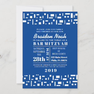 STAR WALL Bar Bat Mitzvah Einladung in Blau