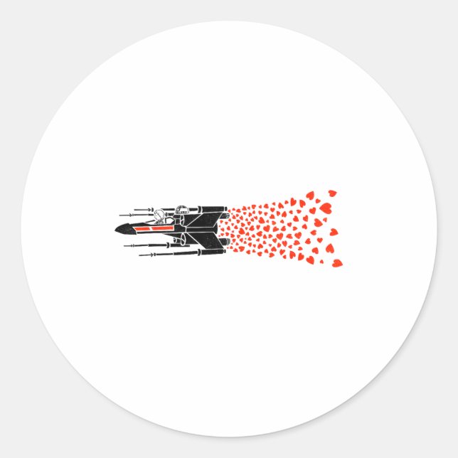 Star War Valentines Day Luke R2 D2 X Wing Hearts  Runder Aufkleber (Vorderseite)