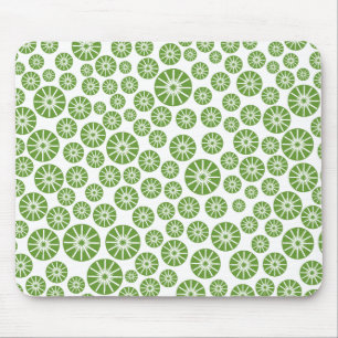 Star Wheel Pattern - Avocado Green auf Weiß Mousepad