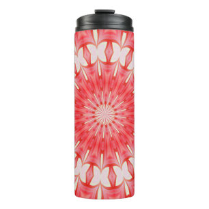 Star White and Red Butterfly Motif Mandala Thermosbecher