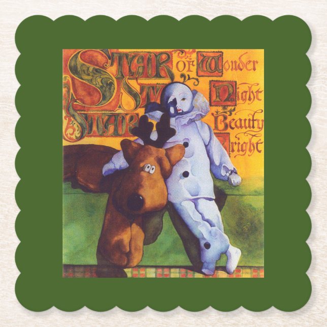 STAR WONDER Scalloped Paper Untersetzer / Green (Vorderseite)