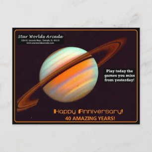 Star Worlds Arcade 40-jähriges Retro Postkarte