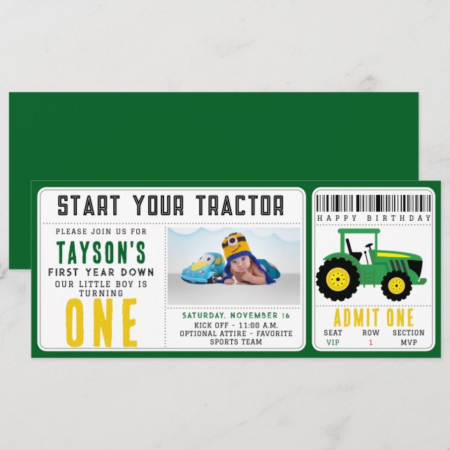 Star Your Traktor 1. Geburtstag | Landwirtschaftst Einladung (Vorne/Hinten)
