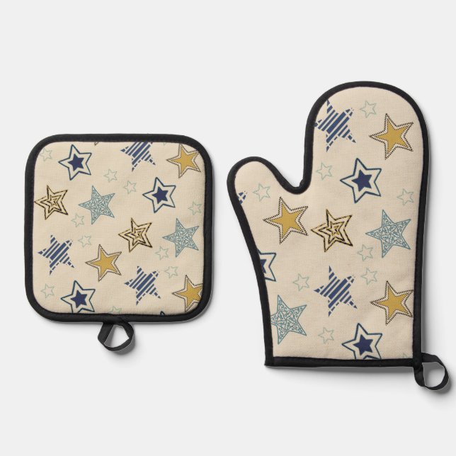 Starbeige Ofenhandschuh & Topflappen-Set (Vorderseite)