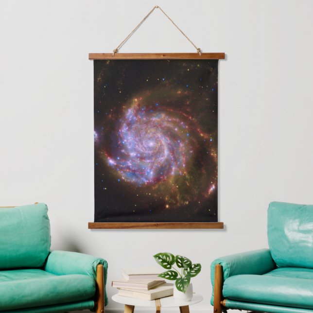Starbirth im Pinwheel: M101 Galaxy Wandteppich Mit Holzrahmen (Wohnzimmer)