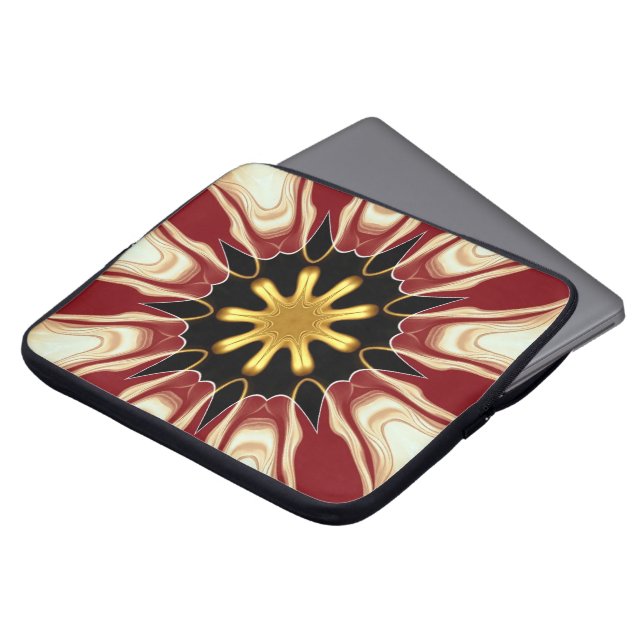 Starburst : Deep Crimson & Gold Luxury Tech Protec Laptopschutzhülle (Vorne Oben)