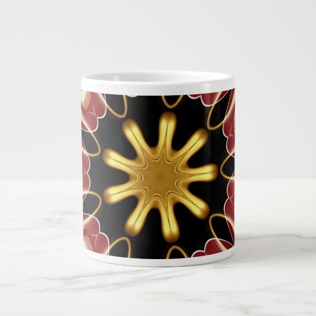 Starburst Jumbo | Deep Crimson & Gold Luxury Abstr Jumbo-Tasse (Vorderseite)
