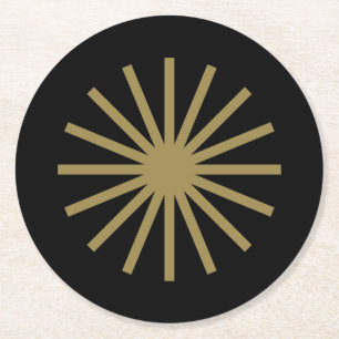 Starburst Schwarz und Gold Runder Pappuntersetzer