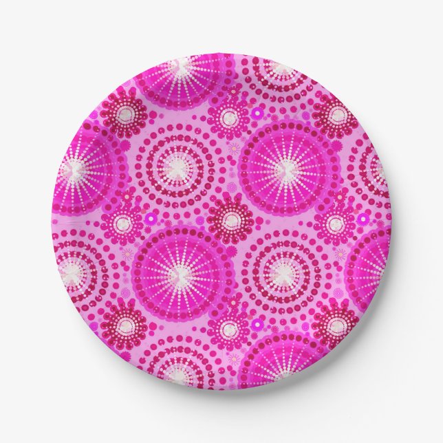 Starbursten und Pinräder, Orchideen und Magenta Pappteller (Vorderseite)