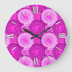 Starbursts and pinwheels, amethyst purple große wanduhr