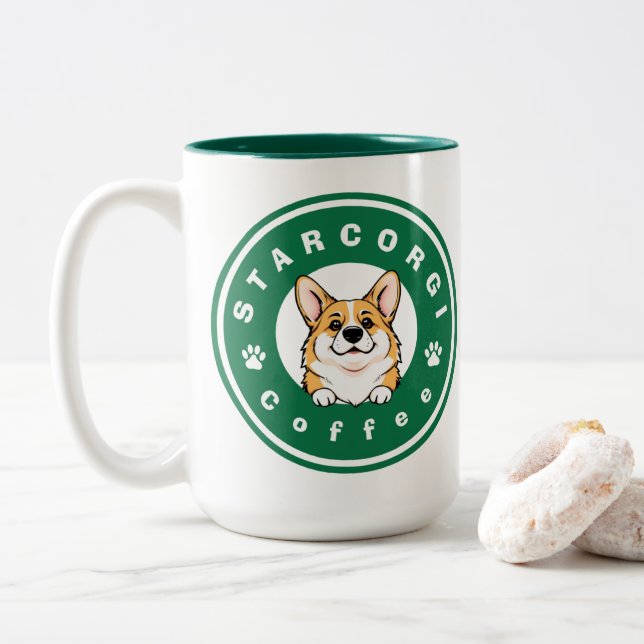 StarCorgi-Kaffee Zweifarbige Tasse (Mit Donut)