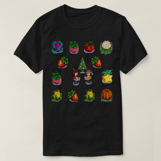 Stardew Valley Gemüse Weihnachtsgeschenk T-Shirt (Design vorne)