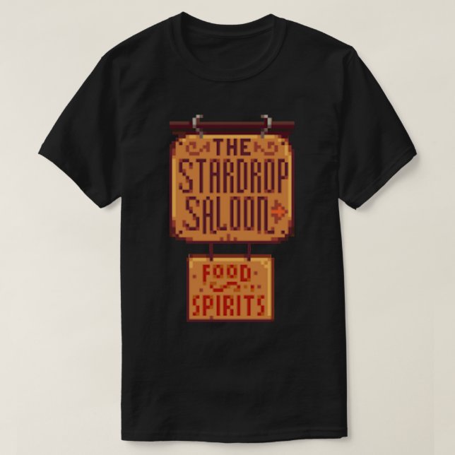 Stardew Valley Stardrop Saloon Sticker T-Shirt (Design vorne)