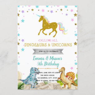 Stardinosaurier Einhorn Party Einladung