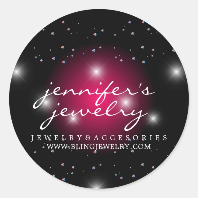 Stardust Bling Pink Edelsteine Diamanten Perllux Runder Aufkleber (Vorderseite)