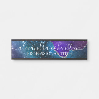 Stardust Blue Purple Marble Agate Office Door Sign Türschild