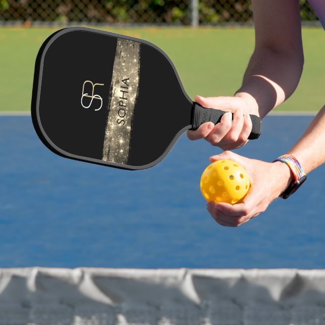 Stardust Brush Stroke, Monogramm und Name Pickleball Schläger (InSitu)