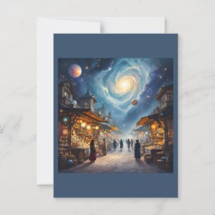 Stardust Marktplatz in einem wirbelnden Nebel Postkarte
