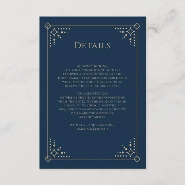 Stardust Monogram Wedding Begleitkarte (Vorderseite)