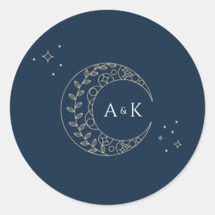 Stardust Monogram Wedding Runder Aufkleber