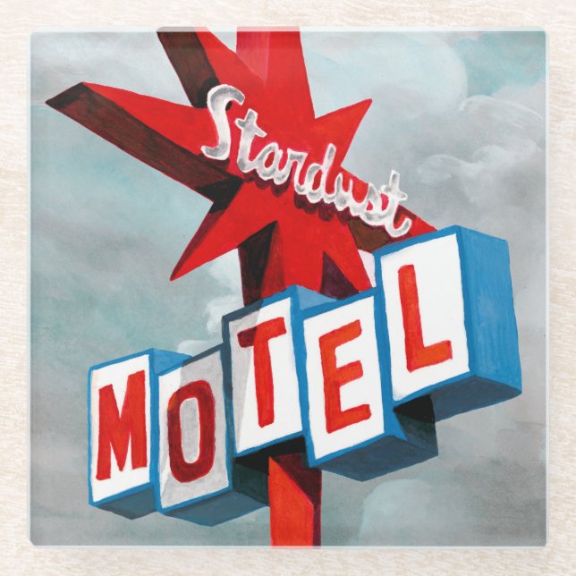 Stardust Motel Sign Glasuntersetzer (Vorderseite)