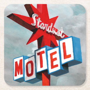Stardust Motel-Zeichen Rechteckiger Pappuntersetzer