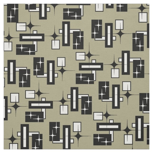 Stardust Retro geometrisches Schwarzweiss Stoff (Muster)