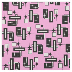 Stardust Retro geometrisches Schwarzweiss Stoff