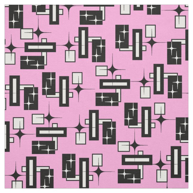 Stardust Retro geometrisches Schwarzweiss Stoff (Muster)