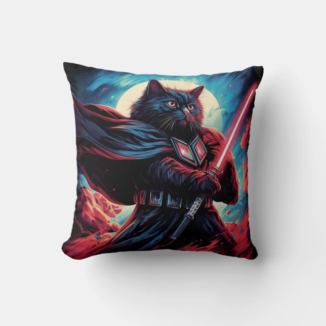 Stardust Samurai | Katzenkrieger Kissen (Vorderseite)