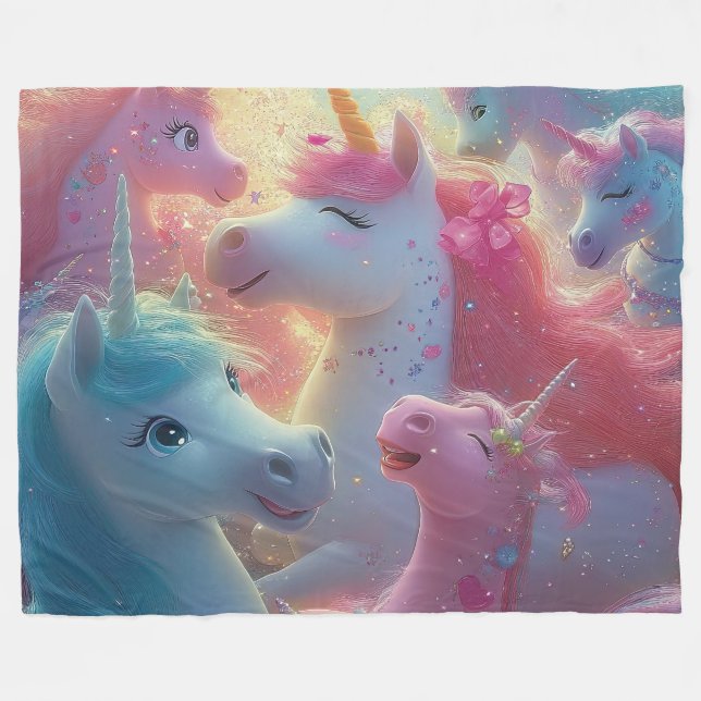 Stardust Unicorn Gala Fleecedecke (Vorderseite (Horizontal))