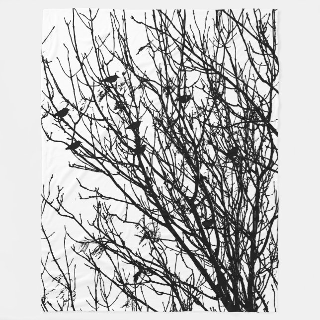 Stare im Baum - Hoher Kontrast Fleecedecke (Vorderseite)